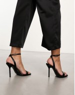 Wide Fit Nali barely there heeled sandals in black PU