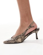 Tristen slingback kitten heeled shoes in snake