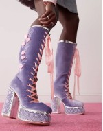Koi Guiltless Ghost Lace Up Platform Long Boots - Lilac