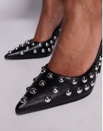 Thrives-S pointed court shoes with dome studs in black