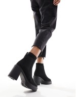 ‌Stylish Elma heeled chunky chelsea boots in black