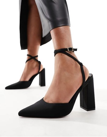 Wide Fit Paige high block heels in black