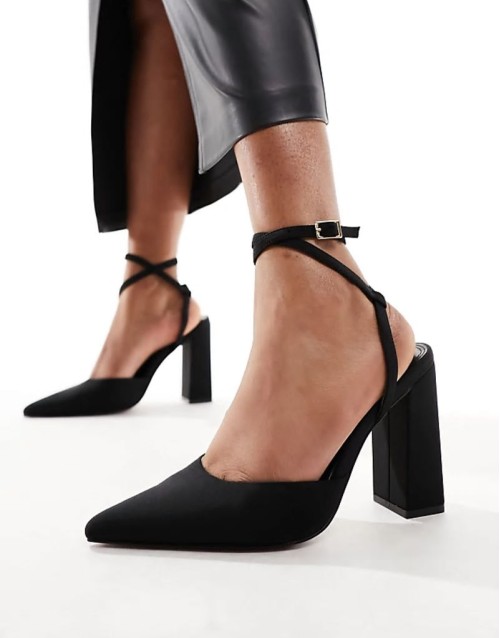 Wide Fit Paige high block heels in black