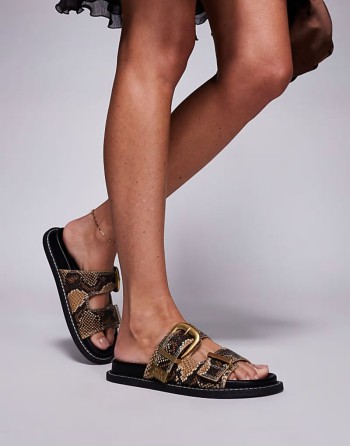 Arche sandals with buckles in leather snake