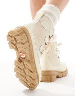 Torino V WP waterproof fleece lined faux fur leather snow boots in honey white and sea salt