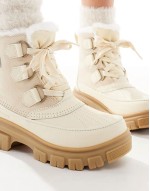 Torino V WP waterproof fleece lined faux fur leather snow boots in honey white and sea salt