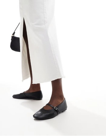 Cotton On smooth buckle ballet pumps black