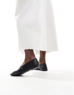 Cotton On smooth buckle ballet pumps black