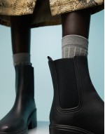 low heel wellington ankle boots in black