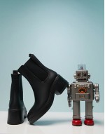low heel wellington ankle boots in black