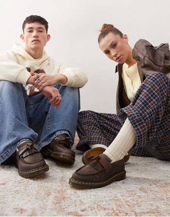 unisex Adrian tassel loafers in dark brown crazy horse