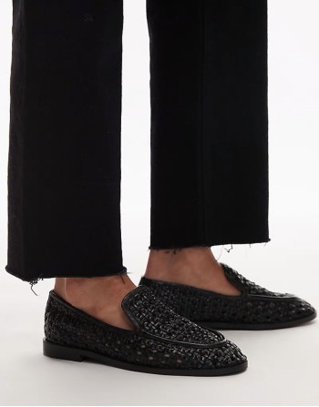 Connor leather woven loafer in black