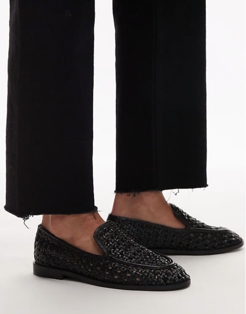 Connor leather woven loafer in black