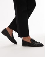 Connor leather woven loafer in black
