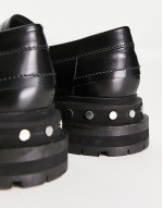 teagan tassel detail studded chunky loafer in black