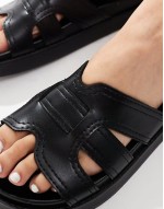 faux leather sandal in black