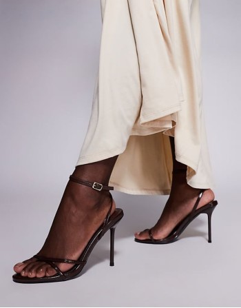 Simmi London Vitani barely there heeled sandals in chocolate