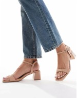 low block heeled sandals in beige