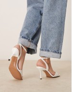 Hollow barely there heeled sandals in white