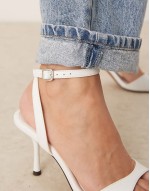 Hollow barely there heeled sandals in white