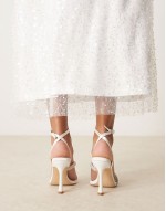 Nadia heeled sandals with straps in satin ivory