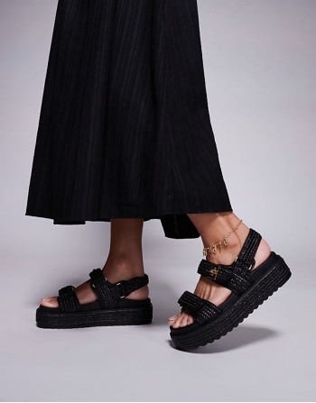 Big Mona chunky sandals in raffia black