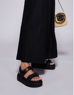 Big Mona chunky sandals in raffia black