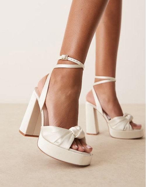 Nikita knotted platform block heeled sandals in ivory